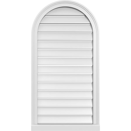 Ekena Millwork Round Top Surface Mount PVC Gable Vent: Functional, w/ 2"W x 2"P Brickmould Sill Frame, 22"W x 42"H GVPRT22X4203SF